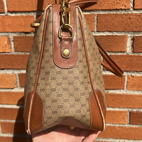 Authentic Gucci GG handbag shoulder bag or crossbody vintage purse brown tan - Picture 4 of 17